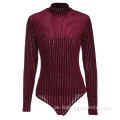 Women Bodysuit Langarm Striped Strick -Spielsuit